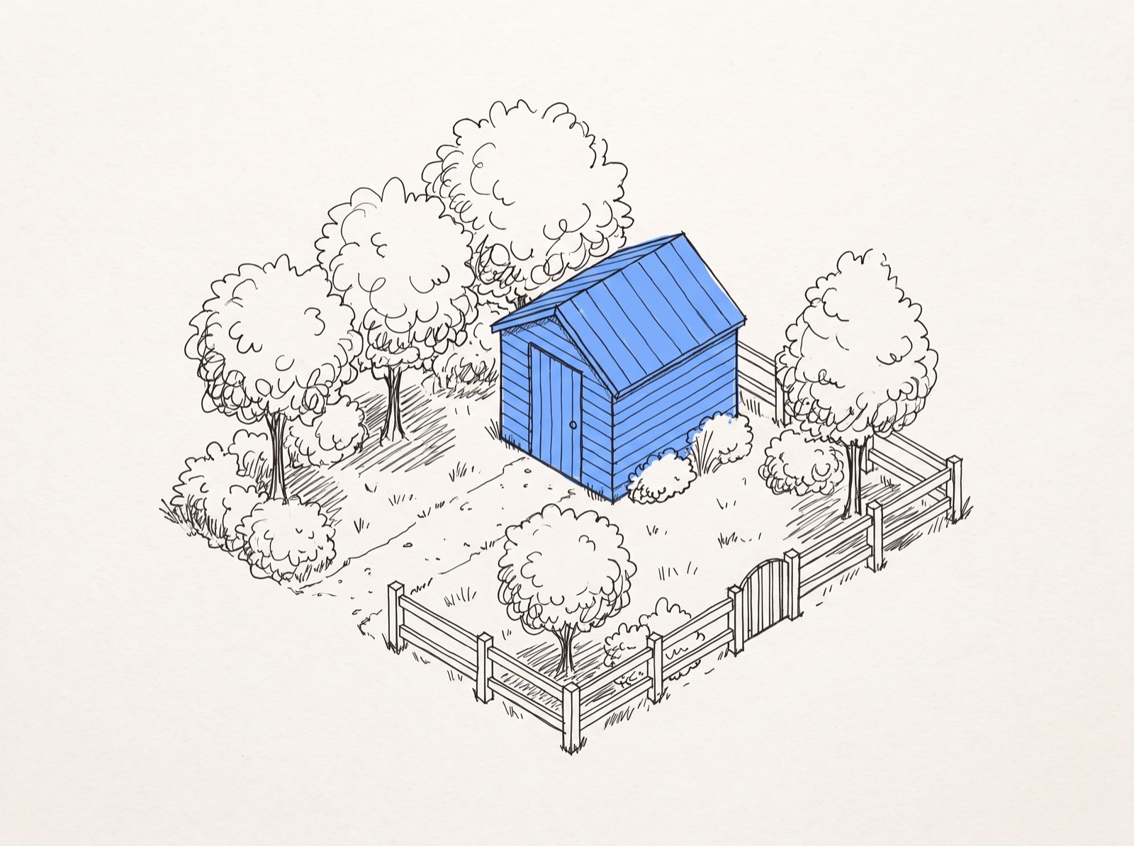 Dessin : abri de jardin