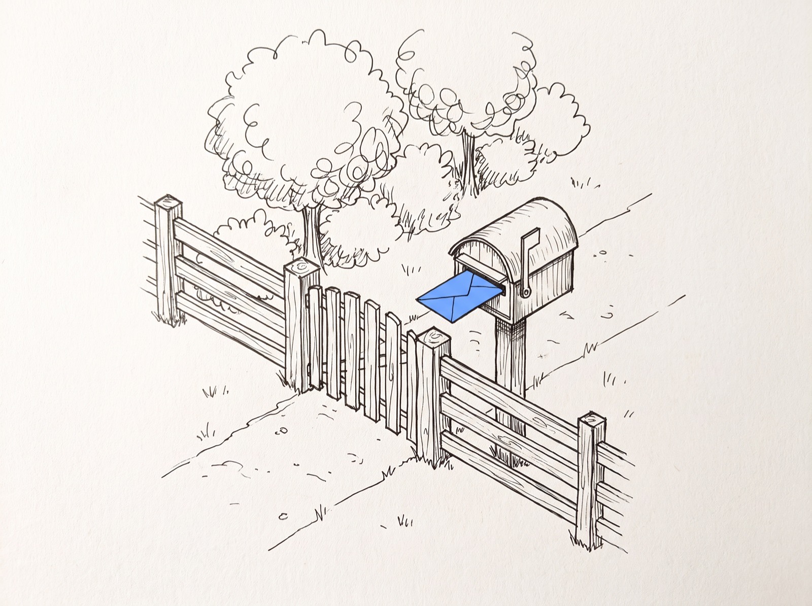 Dessin d’une boîte aux lettres avec une enveloppe